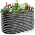 Land Guard 8x4x3ft Oval Galvanized Raised Garden Beds, Large-Capacity Metal Planter Box Outdoor, Durable Deep Raised Garden Bed 3ft Tall, Raised Beds for Gardening Vegetables, Dark Grey