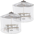 Windyun 2 Pcs 7 to 10 ft Patio Umbrella Mosquito Netting with Double Zipper Door, Screen Universal Hanging Mosquito Net for Patio Polyester Mesh Umbrella Screen for Outdoor and Patio Tables(White)