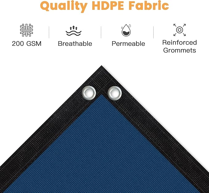 VICLLAX Shade Fabric Sun Shade Cloth with Every 2 FT Grommets for Patio Garden Pergola Cover Canopy 5x24 FT, Dark Blue