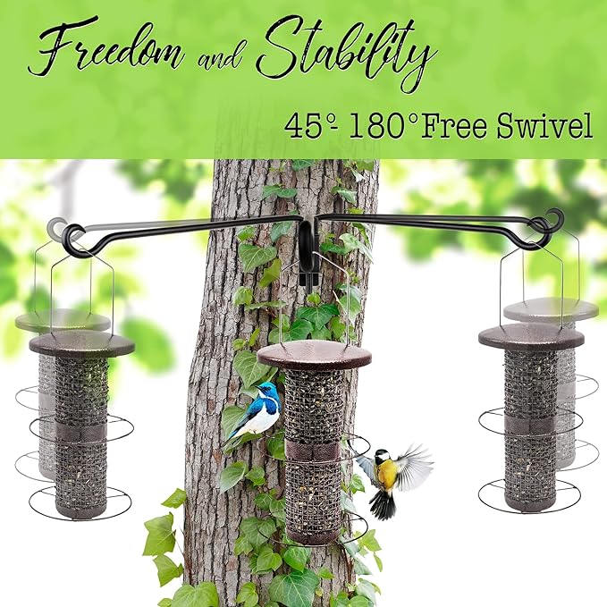 AJART Bird Feeder Hangers Outdoor: Swivel Hanging Plant Bracket for Indoor Wall Mount 12 Inch - 2 Pieces Hummingbird Feeder Hook for Flower Basket
