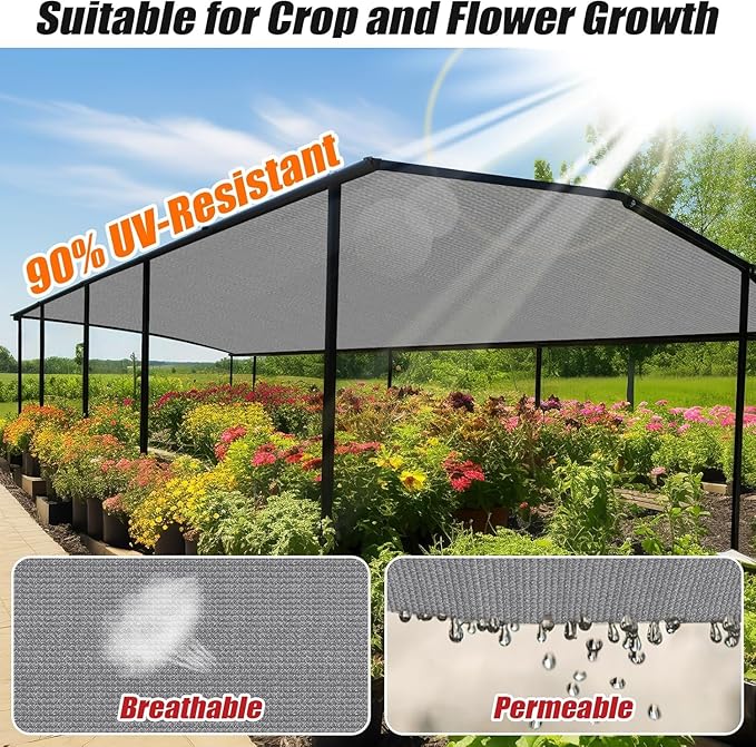 Outdoor 90% Sun Shade Cloth with Grommets, 6 X 24 FT Pergola Shade Cover for Garden Patio Carport Kennel Swimming Pool, Light Grey (We Make Custom Size)