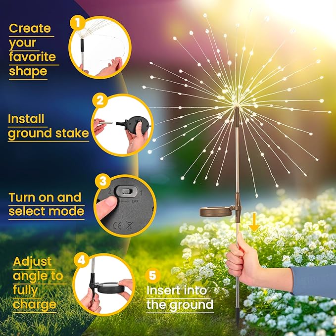 GIGALUMI Garden Outdoor Decor Lights 120LED 2Pack, Solar Garden Lights for Yard Outside Fairy Decorative,Solar Powered for Yard Pathway Flowerbed Planter Balcony Patio Decor（Warm White）