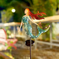 ARTER Solar Mermaid Garden Stake Light, Blue Nautical Ocean Themed Outdoor Waterproof Solar Yard Light with 3.6 Feet 22 LED Fairy Lights for Pathway Patio Lawn Poolside, 37 Inches Tall (Pack of 1)