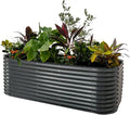 Vego garden 32" Extra Tall Raised Garden Bed Kits,10 in 1 Modular Raised Planter Box for Vegetables Flowers Fruits Oval Metal Raised Garden-Modern Gray