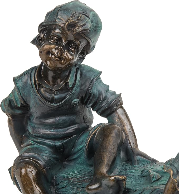 Alpine Corporation 14" Tall Indoor/Outdoor Girl and Boy Playing on Teeter Totter Statue Yard Art Decoration