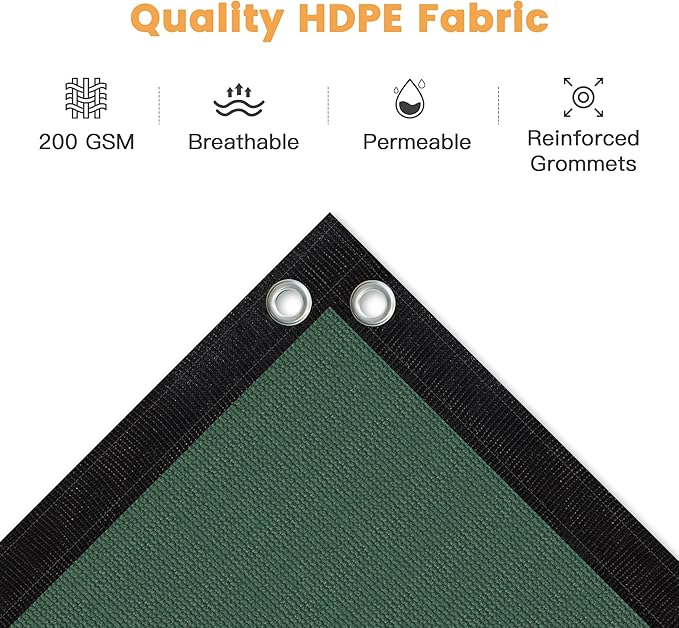 VICLLAX Shade Fabric Sun Shade Cloth with Every 2 FT Grommets for Patio Garden Pergola Cover Canopy 15x16 FT, Dark Green