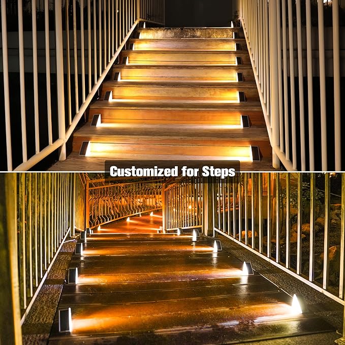 VOLISUN Solar Stair Lights 16 Pack, Solar Step Lights Outdoor Waterproof IP67, LED Outdoor Step Light