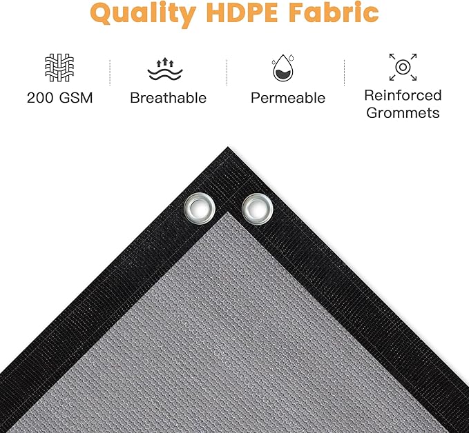 VICLLAX Shade Fabric Sun Shade Cloth with Every 2 FT Grommets for Patio Garden Pergola Cover Canopy 6x19 FT, Light Grey
