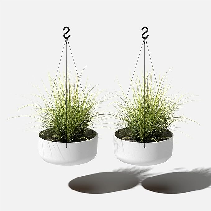 Veradek Mason Series Hanging Kona Planter - Round Planter for Outdoor Balcony/Patio | Made from Plastic-Stone Composite with Hanging Attachment | Modern Décor for, Flowers, Succulents, Small Plants