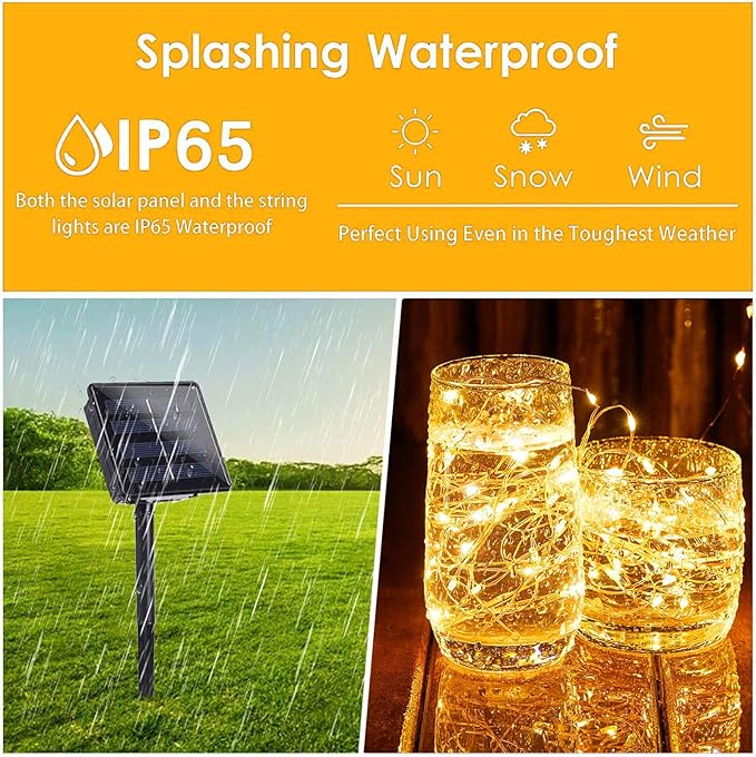 Solar Christmas String Lights Outside, 3 Pack Total 120FT 300 LED Solar Garden Twinkle Lights Outdoor, Waterproof with 8 Modes Solar Fairy Lights for Patio Party Wedding Christmas Decor (Warm White)