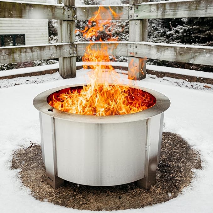 Breeo Smokeless Fire Pit (X Series 24, Stainless Steel) | 27.5 inch Smokeless Firepit for Outside | 62 Pounds | Ideal for Families Compatible with Wide Range of Breeo Accessories