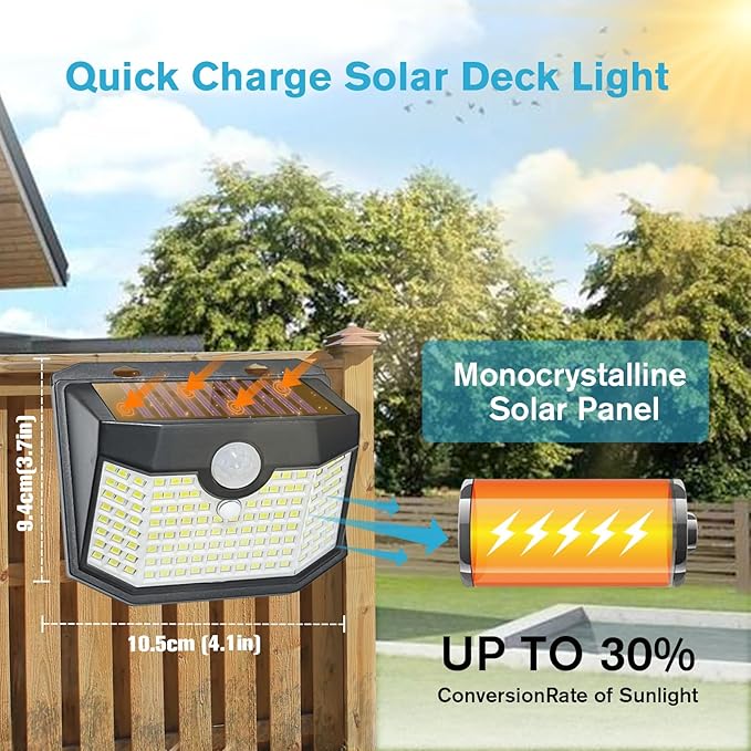Aootek Motion Sensor Light 2 Packs, Solar Lights Outdoor Waterproof with 3 Lighting Modes Solar Powered Wall Lights Outside for Garden Patio Garage Yard Deck