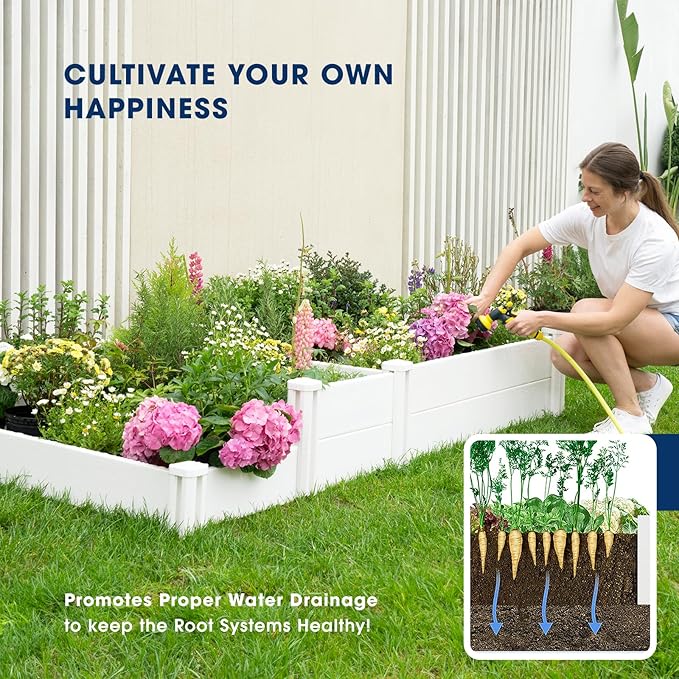 PASAMIC Durable Vinyl Raised Garden Bed, 6x3x1ft Raised Bed for Gardening, Planter Box with Open Bottom, Raised Garden Bed Outdoor, DIY Above Ground Garden Bed for Fruit, Vegetables, Herbs