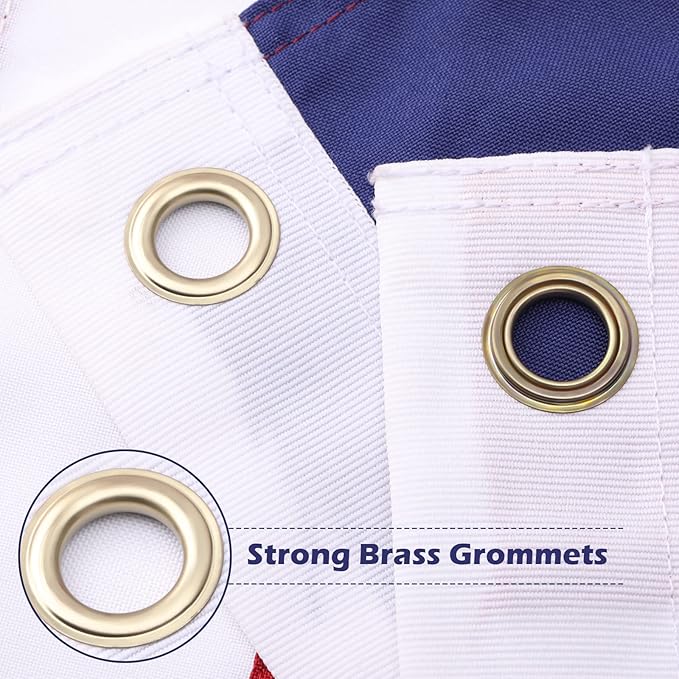 American Flag 8x12 Ft Deluxe Water Resistant Series Made From Heavy Duty Super Tough Spun Polyester/Embroidered Stars/Sewn Stripes/Brass Grommets,US Flags Perfect for Outside