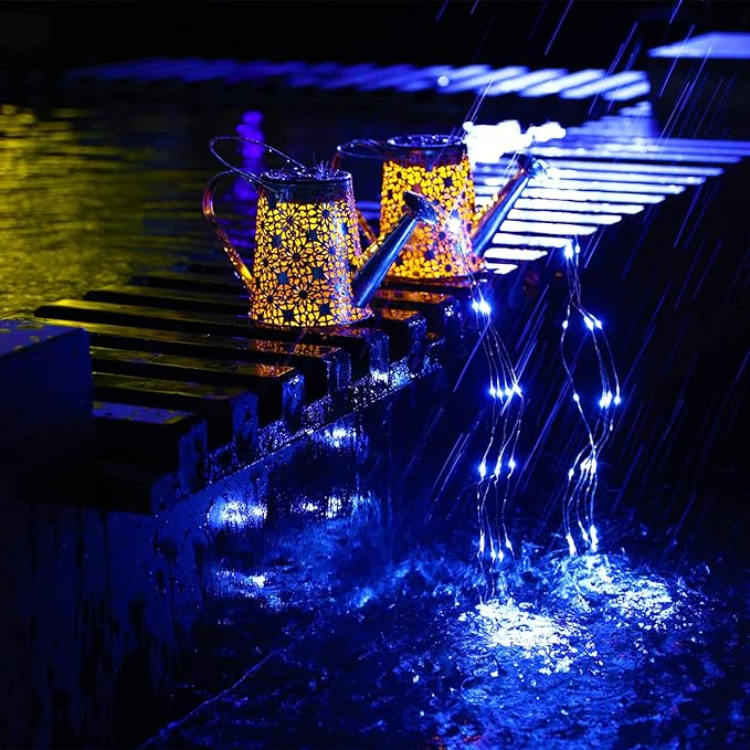 VOOKRY Solar Watering Can Lights, Large Hanging Solar Lights Outdoor Decorative Garden Decor Waterproof for Outside Patio Yard Porch Lawn Landscape Birthday Gifts for Women Mom Grandma(Blue)
