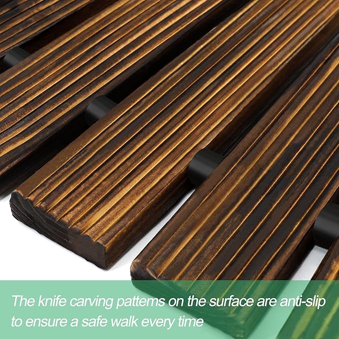 RELIANCER 8' Wooden Garden Pathway,Outdoor Roll Out Cedar Straight Walkway,Patio Path Decorative Garden Boardwalk Walkways,Weather-Resistant Roll Up Beach Wood Road Floor,Wedding Party Pathways