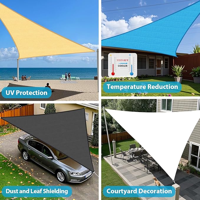 Amagenix Sun Shade Sail 14'X14'X19.8' Curved Edge Outdoor Shade Canopy Cream Breathable 95% UV Block Shade Cloth for Patio Garden Backyard (We Make Custom Size)
