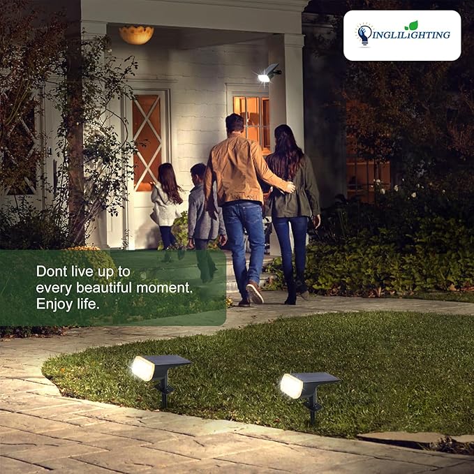 DINGLILIGHTING Waterproof Solar Lights Outdoor: IP65 Led Spot Light Decorations for Garden - 3 Lighting Modes Solar Powered for Yard - Dust to Dawn Uplighting Landscape Pathway Drive Patios 4PC Warm