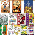 12 Pcs Seasonal House Flags 28x40 Double Sided Seasonal Large Garden Flags for All Seasons Set of 12 Spring Easter Valentine Halloween Christmas Holiday Yard Decoration, Welcome Outdoor Decor 28x40 In