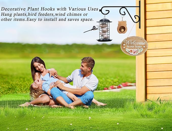 Hanging Plant Hanger 4Pcs Plant Hanger Wall Hooks,6in Metal Plant Bracket Hook for Outdoor or Indoor Hanging Flower Baskets,Wind Chimes,Solar Lanterns