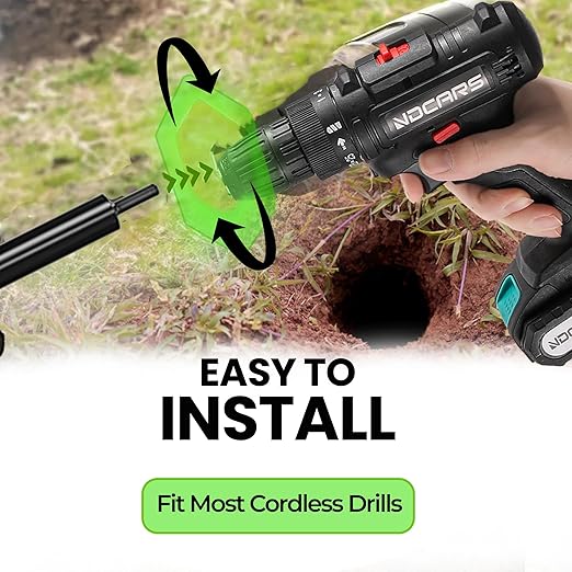 K-Brands Auger Drill Bit for Planting – 1.8 x 14.6 Inch - Garden Spiral Hole and Bulb Planter Tool for Umbrella Holes - 3/8 Inch Hex Drive