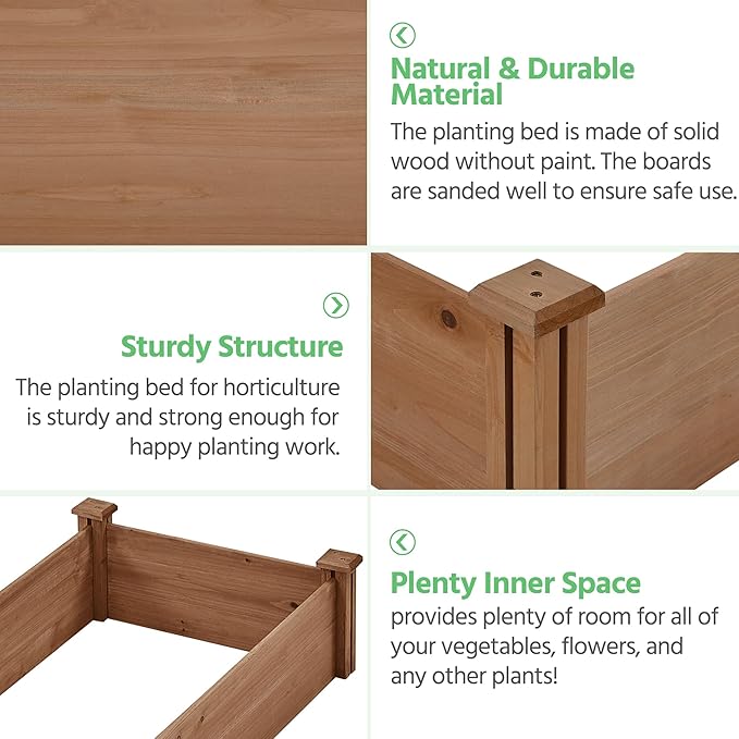 Yaheetech 8x2ft Wooden Horticulture Raised Garden Bed Divisible Elevated Planting Planter Box for Flowers/Vegetables in Backyard/Patio Outdoor, Dark Brown, 95 x 25 x 11in