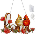Love with Red Cardinal Suncatcher Red Bird Stained Glass Suncatchers Window Hanging Ornament for Home Decor for Valentine's Day Mother's Day Women Mom Birds Lovers Friends (Love)