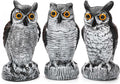 Ezoon 3 Pack Owl Decoy to Scare Birds Away, Fake Owl Scarecrows, Pigeon Deterrent, Plastic Owl Statue for Outdoor Garden Yard