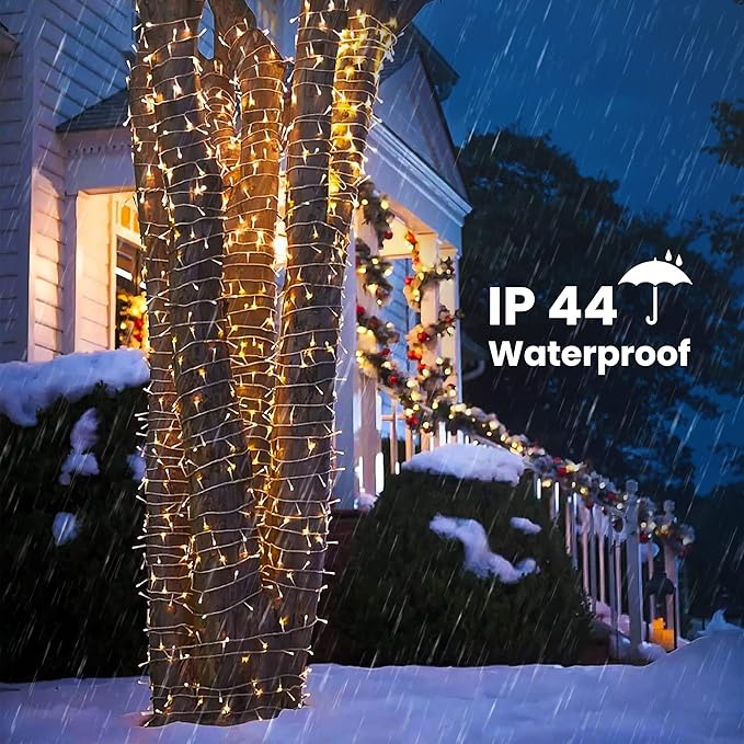 338Ft LED Christmas Lights Outdoor - 1000 String Lights With 8 Modes, Timer, Waterproof Fairy Twinkle for Party, Garden, Wedding, Holiday, Xmas Tree Decorations (Warm White)
