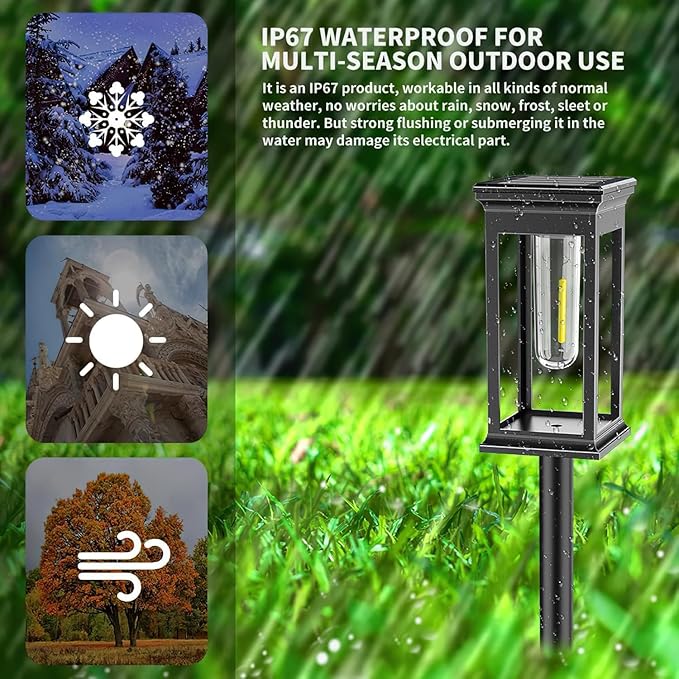Amzxart 8 Pack Solar Pathway Lights Outdoor,Bright Solar Outdoor Lights Waterproof,Auto-on/Off Pathway Light Solar Powered for Lawn Yard Patio Garden Decoration