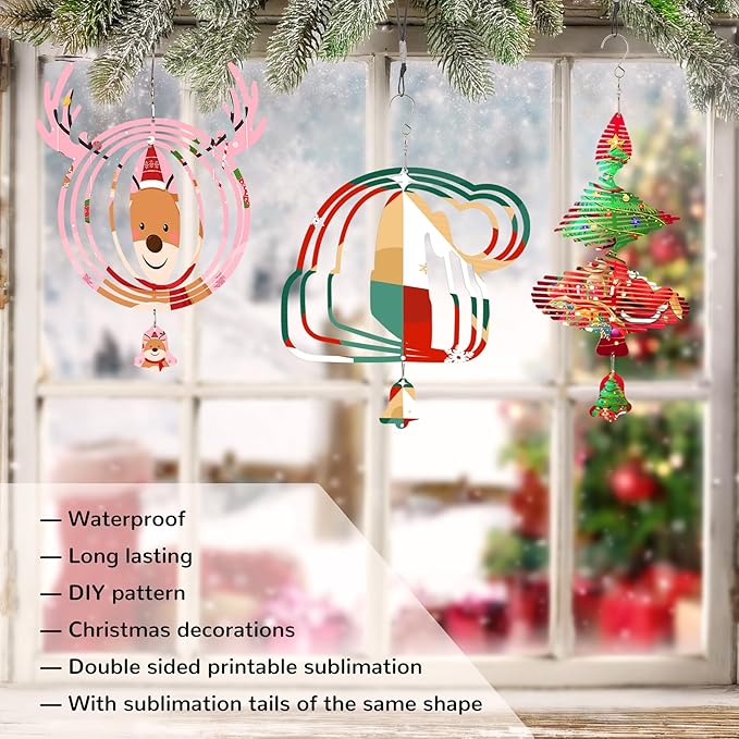 Sublimation Wind Spinner Blanks, 6 Pack 10 Inch 3D Aluminum Metal Hanging Wind Spinner Bulk for Garden Yard Outdoor, Window Porch Decoration for Heat Press Transfer DIY