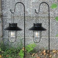 2 Pack Solar Lanterns ,Outdoor Waterproof Solar Lamp with Shepherd Hook, Metal Edison Bulb Lights Gifts for Gifts for Women/Mom Garden Outdoor Pathway Decor (Black)