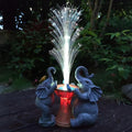 Elephant Statue Solar Garden Decor,Resin Elephant Statue and Colour Changing Optical Fiber Solar Lights,Outdoor Decor for Balcony, Garden, Patio, Yard, Lawn, Gifts for Mom Grandma