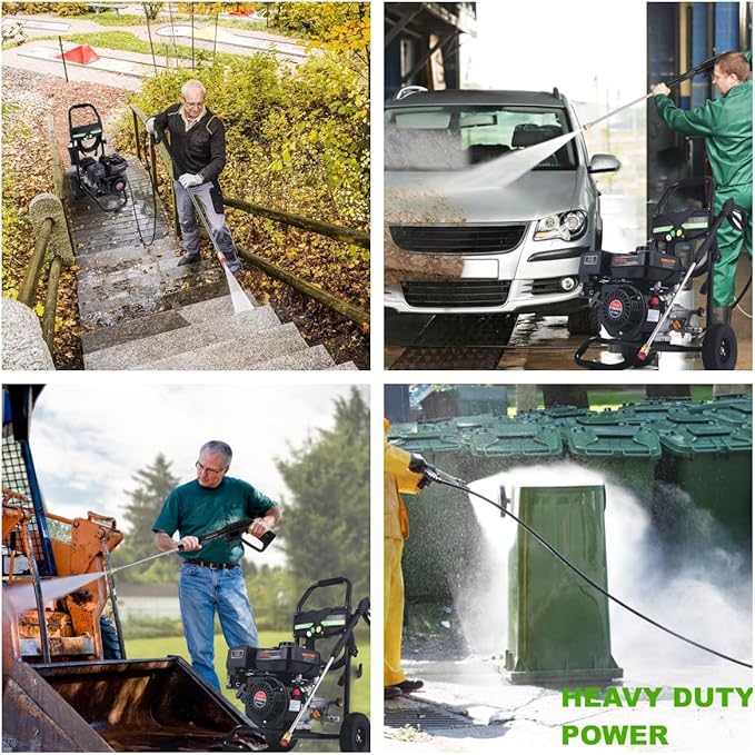 4200 PSI Gas Pressure Washer, 4.0 Max GPM 212CC 7HP Commercial Gas Power Washer, Spray Gun and Wand, 5 Nozzle Set, for Cars/Fences/Driveways/Homes/Patios/Furniture