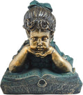 Alpine Corporation 16" Tall Indoor/Outdoor Girl Laying Down Reading Book Statue Set Yard Art Decoration