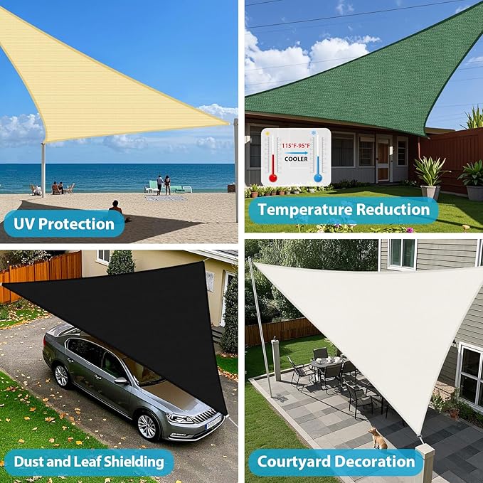 Amagenix Sun Shade Sail 8X11X13.6 Curved Edge Outdoor Shade Canopy Dark Green Breathable 95% UV Block Shade Cloth for Patio Garden Backyard (We Make Custom Size)