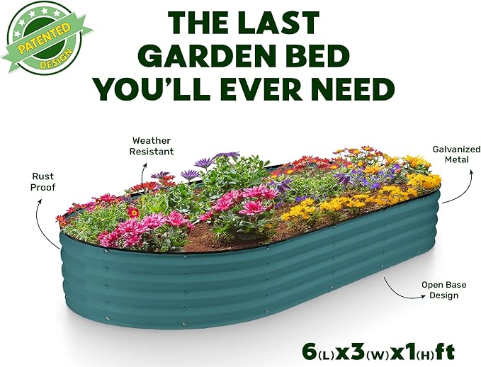 Galvanized Raised Garden Beds Outdoor // 6×3×1 ft (2-Pack) Planter Raised Beds for Gardening, Vegetables, Flowers // Large Metal Garden Box // Patented Tool-Free Design (Turquoise)
