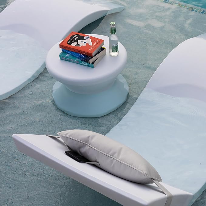 Ledge Lounger Signature Side Table - For Pool Ledges Up to 10" Inches Deep - Indoor/Outdoor All Weather Table for Porch, Patio, Garden, Backyard and Beach (White)