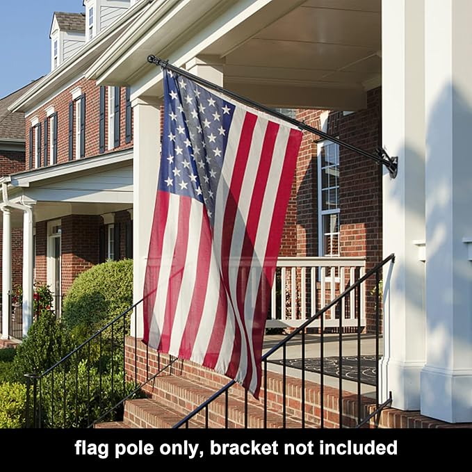 COCONUT Flag Pole for House, 5FT Black Stainless Steel Wall Mount Flagpole Suitable for 3x5 American Flags, Perfect for Yard Truck Porch Boat (Flag Pole Only)