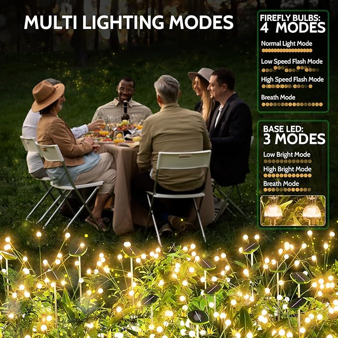 AOSEA Solar Lights Outdoor, Waterproof Fairy Lights Sway by Wind, Firefly Lights for Patio Pathway Outdoor Garden Decor, 4 Pack, Warm White, AOYHG-004