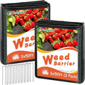 3ft x 100ft Weed Barrier Landscape Fabric, 3.2oz Heavy Duty Woven Geotextile with 20 U-Shaped Pegs & Pre-Printed Cutting Lines, Ground Cover Colth Garden Bed Liner for Landscape, Driveway, Greenhouse