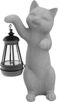 Solar Powered Garden Resin Statue Lights, 10 Inch Waterproof Outdoor Animal Cute Cat Figurine Lights, Suitable for Patios, Balconies, Lawns, Courtyards, Etc.(Hand)