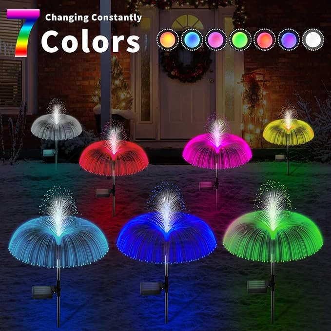 Solar Garden Lights Outdoor Decorative Waterproof, Solar Light for Outside, Yard Lights Solar Flower Decor for Patio Pathway Lawn Party Landscape Decorations, 3 PCS