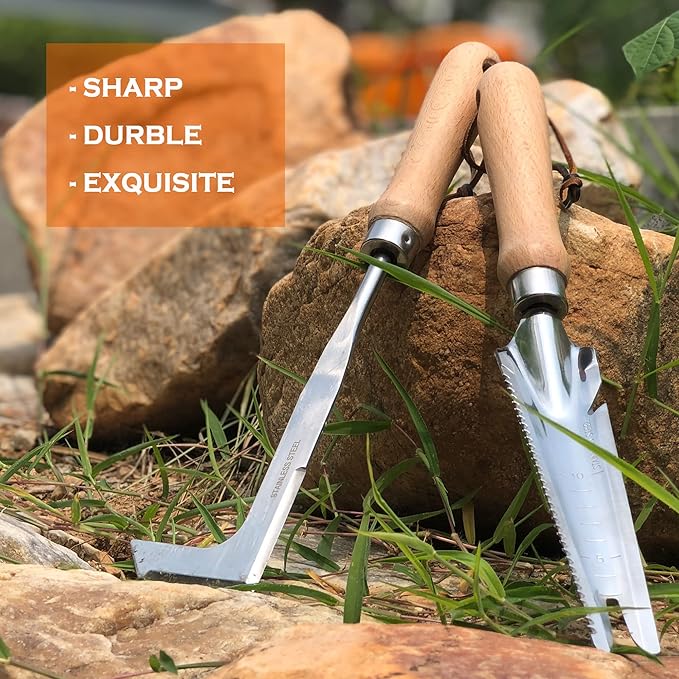SHANFEEK Weed Puller Crack Weeder Weed Remover Tool for Yard Hoe Gardening Tools Stainless Steel One-Piece Molding (I-Type)
