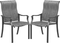 UDPATIO Patio Dining Chairs Set of 2, High Back Wide Seat Outdoor Furniture Chairs with All Weather Breathable Textilene, for Lawn Garden Backyard Deck, Dark Grey