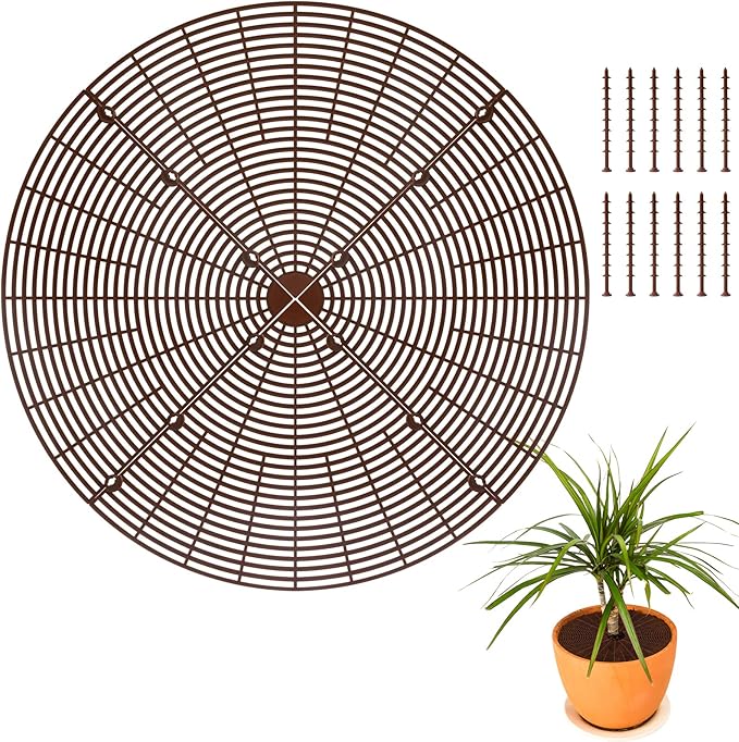 3 Pcs Plant Pot Grid Cover Protectors from Animals- Diameter 20.8" Cuttable Flower Pot Cover with 36 Stakes, Keep Cats Out of Potted Plants, Cat Digging Stopper Baby Safety Soil Cover for Indoor