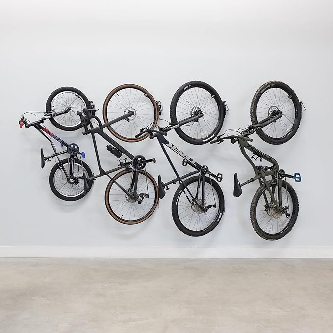 StoreYourBoard Bike Swivel Rack – Wall Mounted Garage Bike Storage, Vertical Hanger with 120° Swing Design & Stopper, Space-Saving Indoor Wall Mount – Fits Kids Bikes, BMX & More