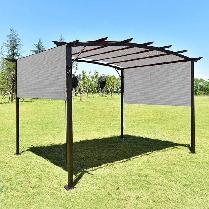 Eden's Decor Straight Flat-Edged Sun Shade Sail Rectangular 10' x 16' Grey UV-Blocking Outdoor Canopy Fabric Cloth Awning for Pergola Patio Garden Backyard Custom Size