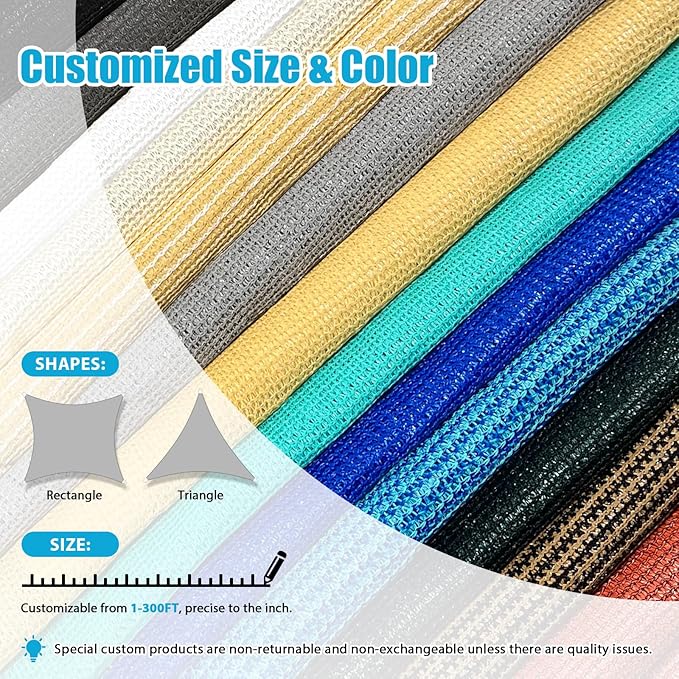 Amagenix Sun Shade Sail 10'X10'X14.1' Curved Edge Outdoor Shade Canopy Light Grey Breathable 95% UV Block Shade Cloth for Patio Garden Backyard (We Make Custom Size)