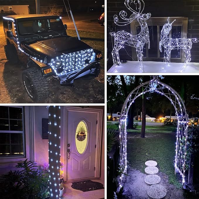 66Ft 200LED Fairy Lights Plug in, Waterproof String Lights Outdoor & Indoor 8 Modes with Timer, Christmas Light Bedroom Decor, Twinkle Light for Girl's Room Garden Christmas Decorations (Cool White)